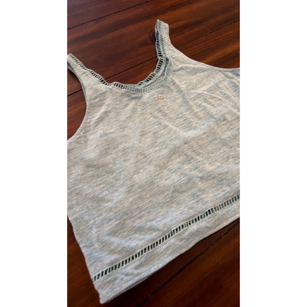 Alo Yoga Light Blue Heathered Ladder Stitch Crop Tank Top Small - Picture 13 of 16